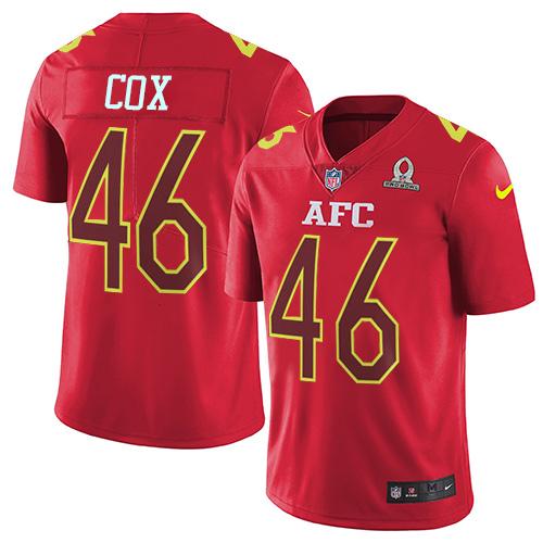 Nike Ravens #46 Morgan Cox Red Men's Stitched NFL Limited AFC Pro Bowl Jersey - Click Image to Close